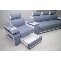 Угловой диван ПетраМебель Марсель Люкс Левый (серый/глори 23/глори 25)