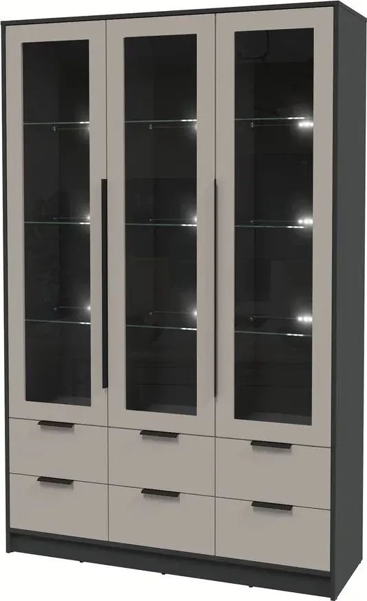 

Шкаф-витрина Интерлиния Концепт КТ-ШВ3 с подсветкой Глосс (антрацит/луна)