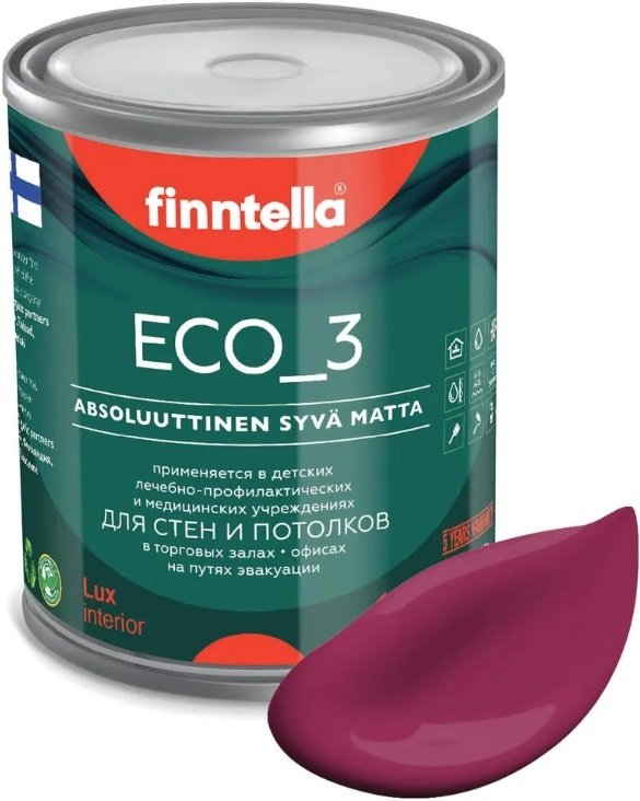 

Краска Finntella Eco 3 Wash and Clean Kirsikka F-08-1-1-FL126 0.9 л (св. вишня)