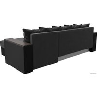 Угловой диван Лига диванов Дубай лайт правый 114160 (велюр серый/экокожа черный)