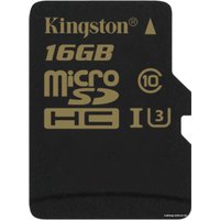 Карта памяти Kingston Gold microSDHC UHS-I (Class 3) U3 16GB [SDCG/16GBSP]