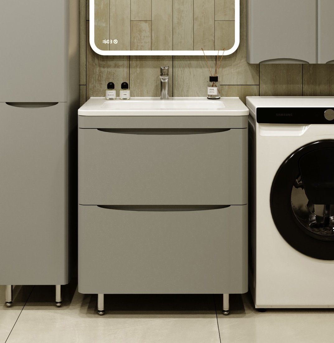 

Symbolite Тумба под умывальник Бергамо мини 70 Люкс Plus 2 ящика (серый)