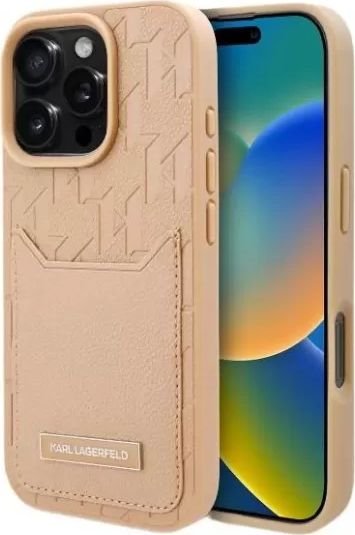 

Чехол для телефона Lagerfeld Cardslot PU Grained Monogram with Pocket для iPhone 16 Pro KLHCP16LPGKHPRPW