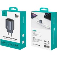 Сетевое зарядное Usams CC323 T66 45W GaN (черный) в Витебске