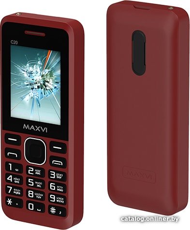Кнопочный телефон Maxvi C20 (винный красный)