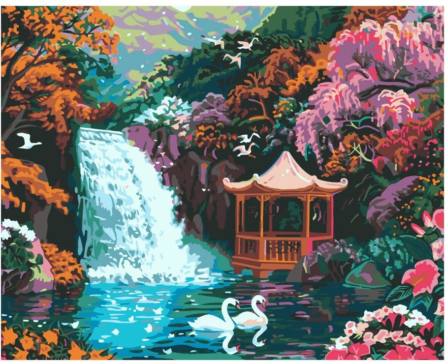 

Картина по номерам Lori Беседка у водопада Рх-197