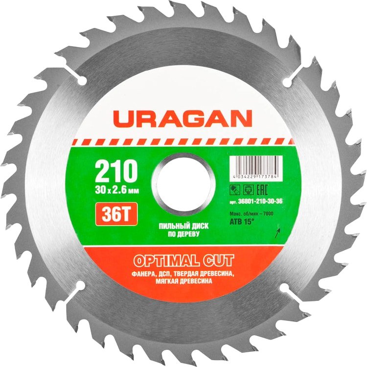 

Пильный диск Uragan 36801-210-30-36