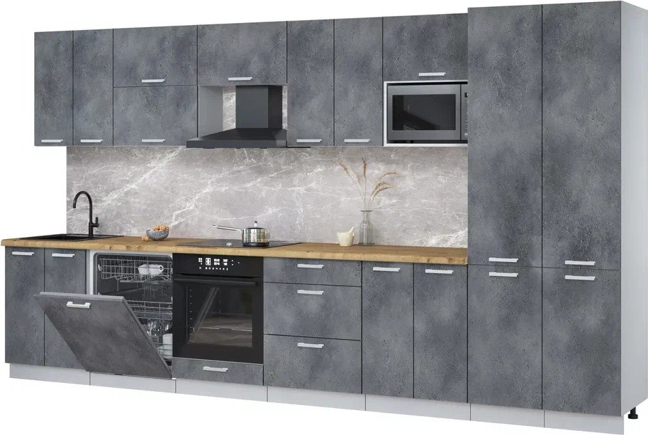 

Готовая кухня Интерлиния Мила Лайт 3.8-ПМ2 (бетон портленд/бетон портленд/дуб бунратти)