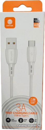 Кабель Vipfan X05 USB Type-A - USB Type-C (2 м, белый)