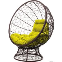 Кресло M-Group Кокос на подставке 11590211 (коричневый ротанг/желтая подушка)