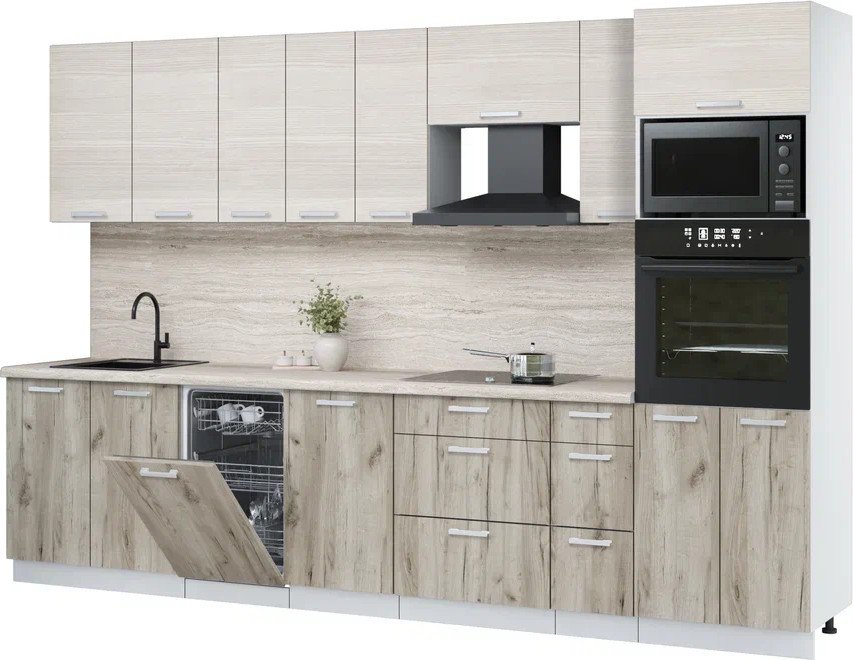 

Готовая кухня Интерлиния Мила Лайт 3.2-ПМ3 (вудлайн кремовый/дуб серый/травертин серый)