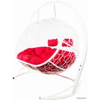 Подвесной диван M-Group Лежебока 11180106 (с белым ротангом/красная подушка)
