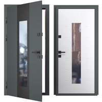 Металлическая дверь Guard Inox Black 96x205 (левая, графит/экосатин белый) в Гомеле