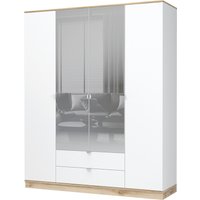 Шкаф распашной Стендмебель Юкки ШК 2Я 1800 4х створчатый с зеркалом (белый/дуб делано)