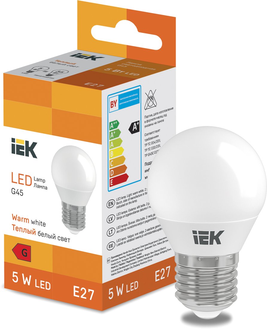 

Светодиодная лампочка IEK LED Globe G45 400lm 3000K E27