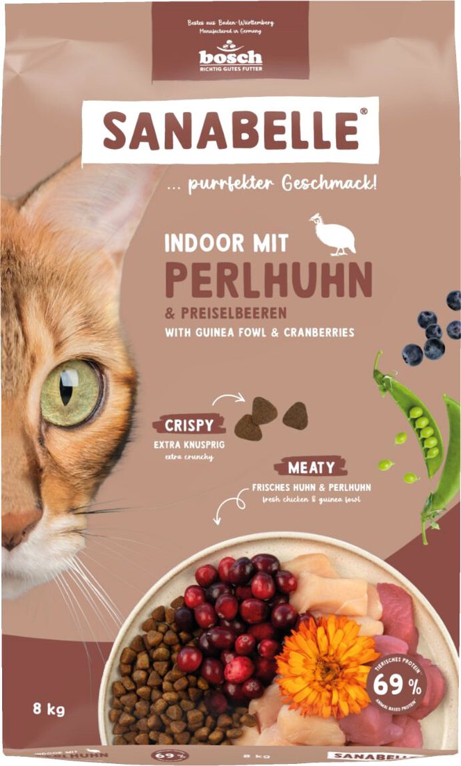 Сухой корм для кошек Bosch Sanabelle Indoor mit Perlhuhn & Preiselbeeren 8 кг
