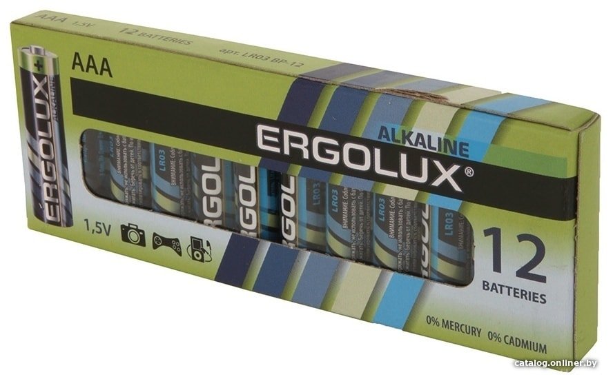 Батарейка Ergolux Alkaline LR03 (AAA) 12шт