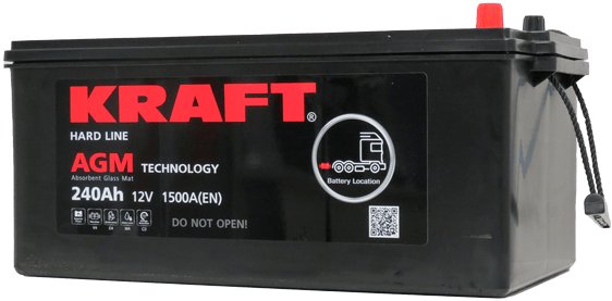 

Автомобильный аккумулятор KRAFT AGM 240(3) евро (240 А·ч)
