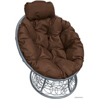 Кресло M-Group Папасан мини 12070305 (серый ротанг/коричневая подушка)