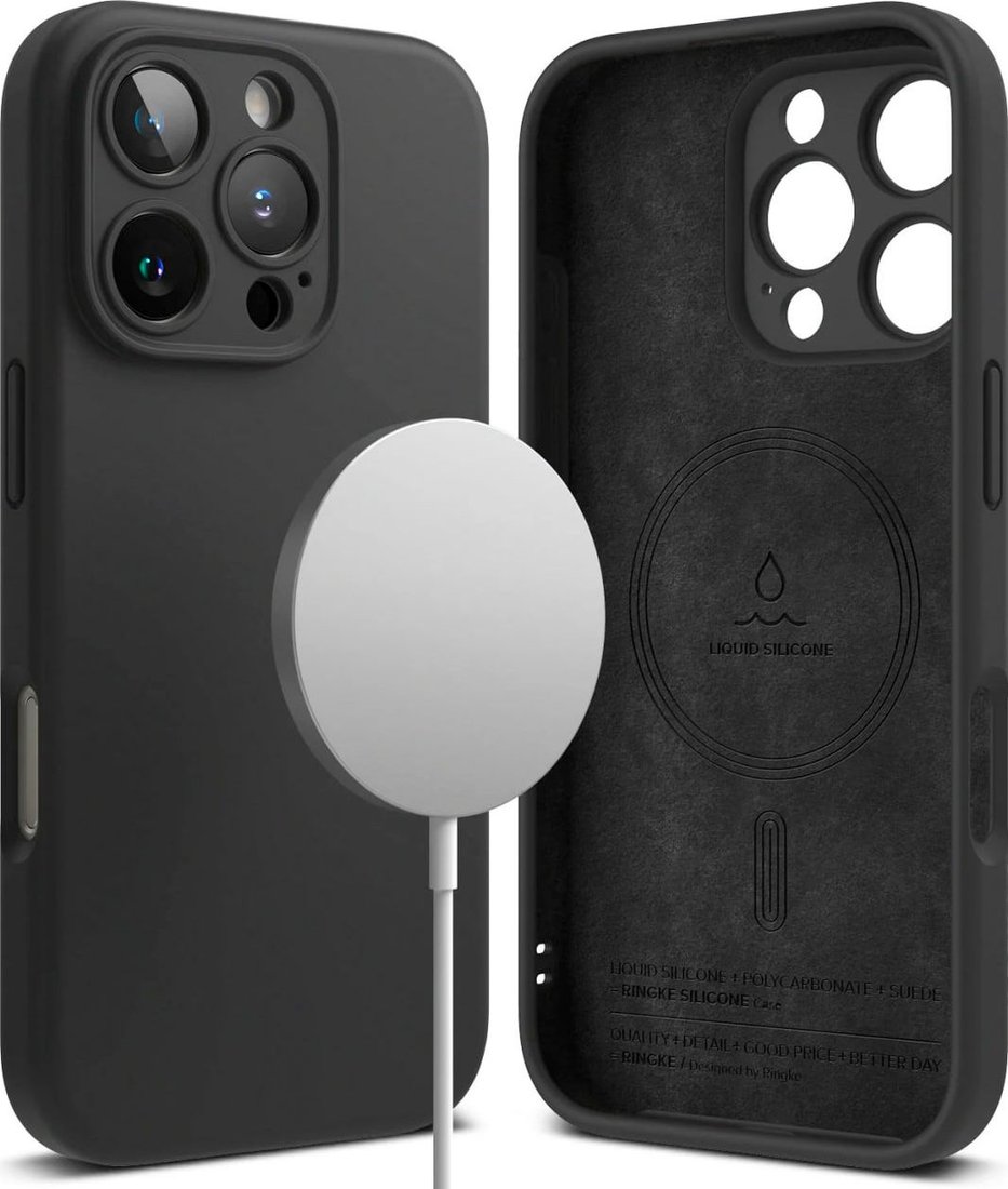

Чехол для телефона Ringke Silicone Magnetic Magsafe для iPhone 16 Pro Max Black