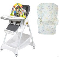 Высокий стульчик ForKiddy Podium Toys 0+(2 чехла+х/б вкладыш, темно-серый, дуга зоопарк)