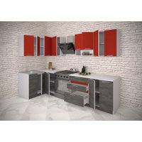 Готовая кухня ИволандТрейд Красная 220 см угловая
