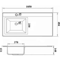Умывальник Runo Гамма 105 лайт с правым крылом (белый)