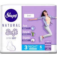 Прокладки гигиенические Sleepy Natural Soft Extra Soft 3 в 1 Night (6 шт)