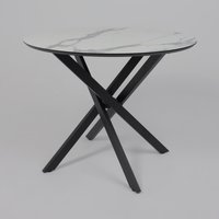 Кухонный стол Аврора Мехико 3Д D950 (камень белый/черный матовый)