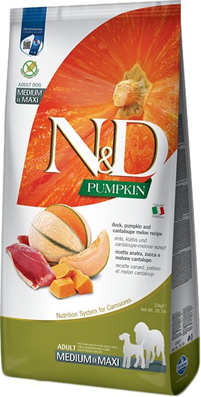 

Сухой корм для собак Farmina N&D Pumpkin Duck&Cantaloupe Adult Medium&Maxi для взрослых средних и крупных пород с уткой, тыквой, мускусной дыней (12 кг)