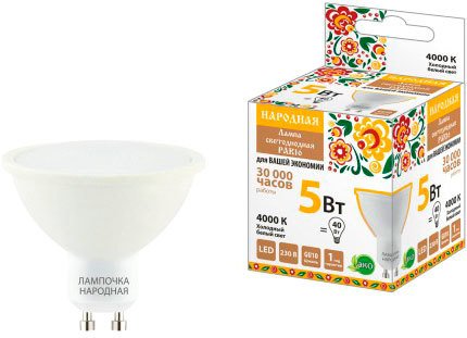

Светодиодная лампочка TDM Electric PAR16 5 Вт 230 В 4000 К GU10 SQ0340-1659