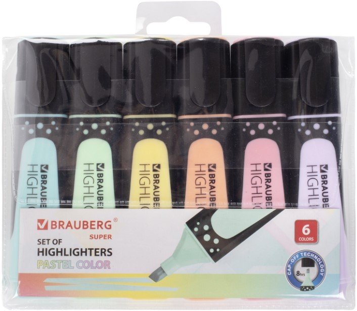 

Текстовыделитель BRAUBERG Super Pastel 151757 (6 шт)