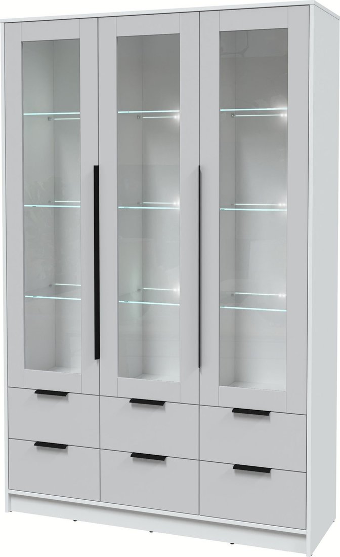 

Шкаф-витрина Интерлиния Концепт КТ-ШВ3 с подсветкой (серый/белый платинум)