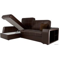 Угловой диван Лига диванов Брюссель 29396 (левый, экокожа, коричневый)