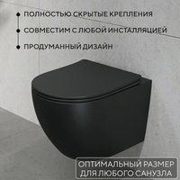 Унитаз подвесной Lauter Augsburg 21109EC + 9400414 (черный матовый с кнопкой смыва)