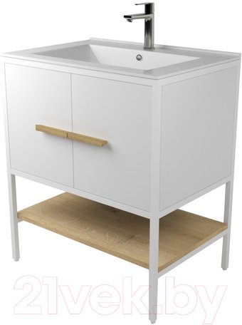 Дабер Тумба под умывальник 010 Andrea Elen 80 Т10.8А.1.5 (белый/дуб гамильтон натуральный)