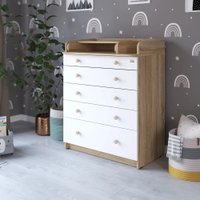 Детский комод Атон Мебель Leo ЛДСП 800/5 с органайзером (дуб сонома/белый)