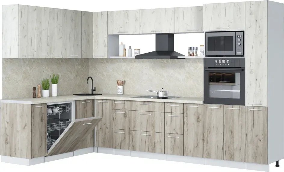 

Готовая кухня Интерлиния Мила Лайт 1.896х3.28 (дуб белый/дуб серый/опал светлый)