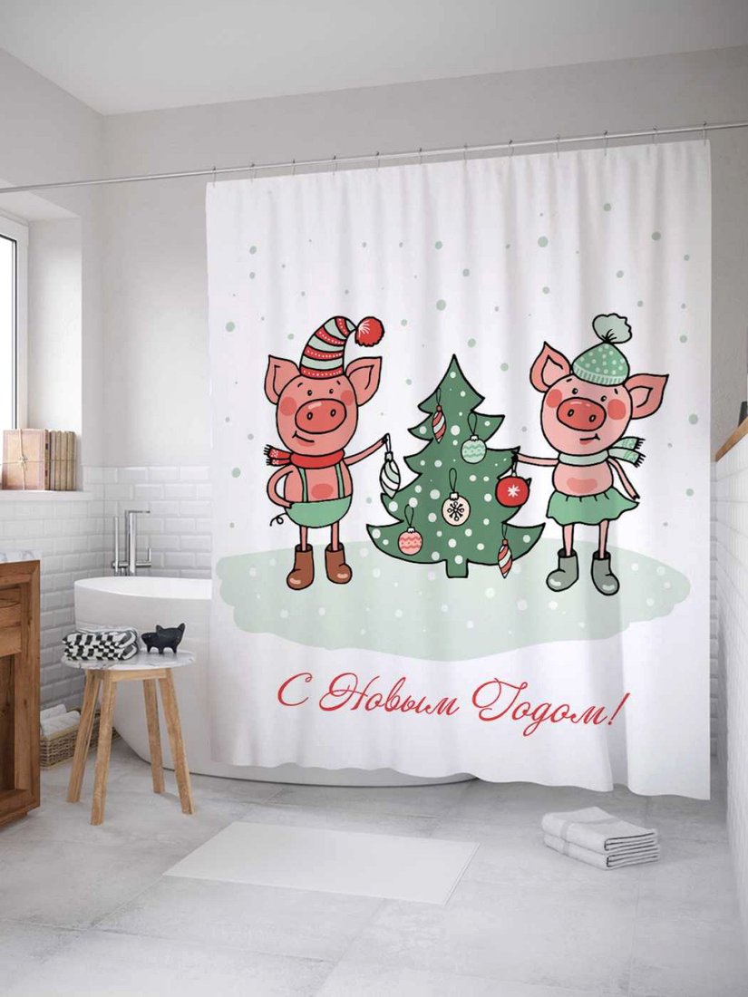 

Шторка-занавеска для ванны JoyArty Праздник у свинок sc_78652