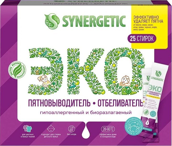 

Пятновыводитель Synergetic Отбеливатель с активным кислородом (25x25 г)