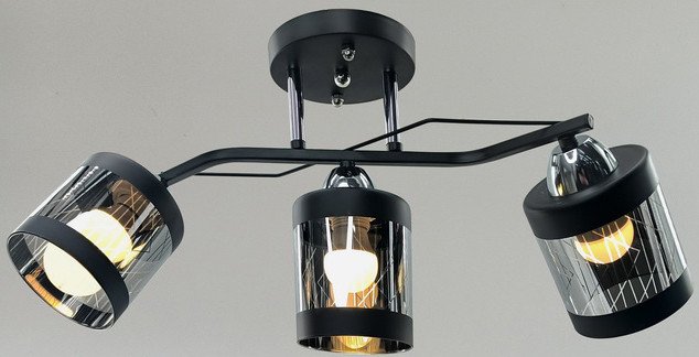 

Припотолочная люстра Aitin Pro НПБ 02-3x60-101 9096/3 (черный/хром)