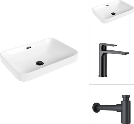 

Умывальник Lauter 21441A + Reef 21CK678BS с сифоном 21635B (черный матовый)