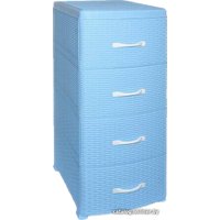 Комод ВиолетПласт Ротанг 4 секции (голубой)