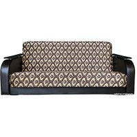 Диван Асмана Премьер (декор прямой/велюр цветок в ромбе/кожзам коричневый)