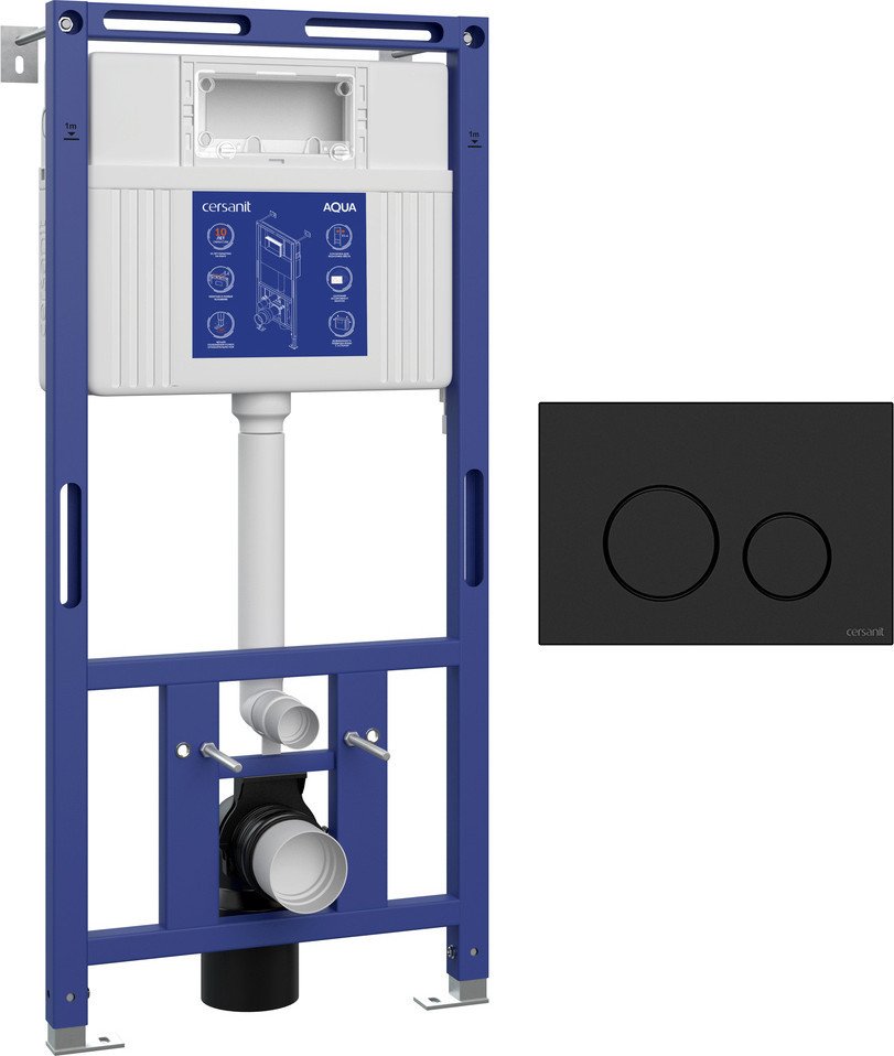 Инсталляция для унитаза Cersanit Aqua Prime М 50 68179 с кнопкой Twins 63525 (кнопка черный матовый)