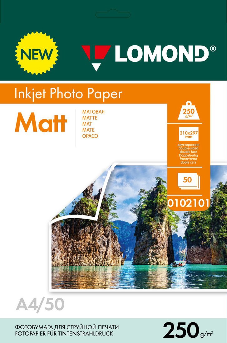 

Фотобумага Lomond двухсторонняя матовая А4 250 г/м2 50 л 0102101