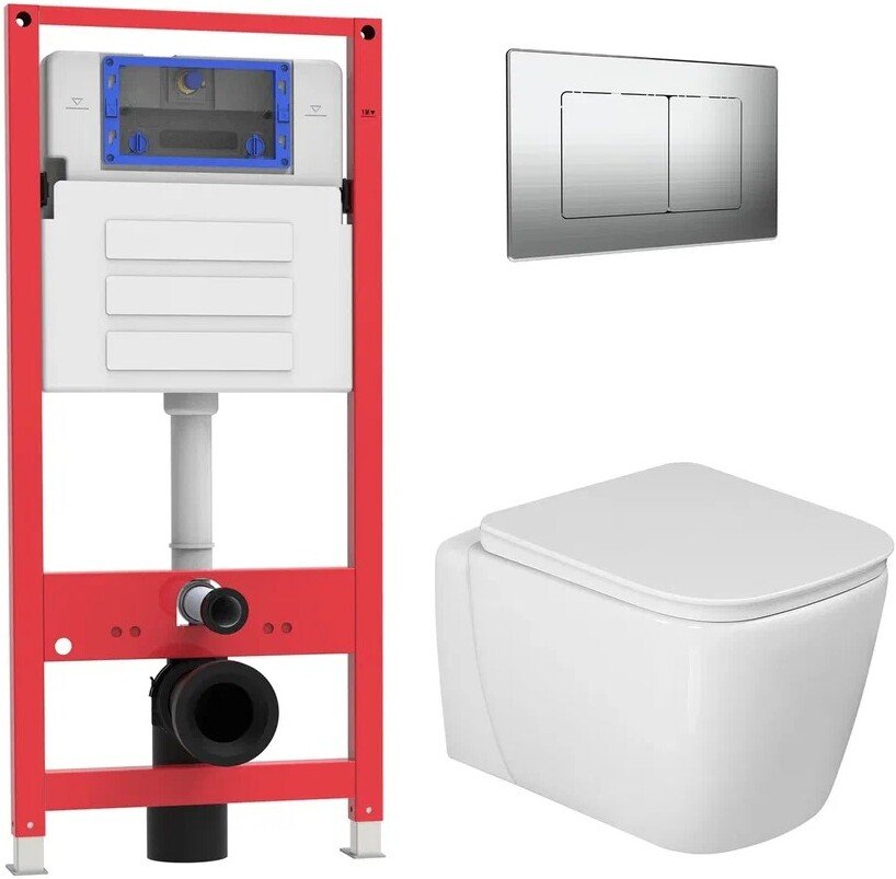 

Унитаз подвесной Oliveeka OL-MQ-003 + OL-G1 + OL-E12-BN (никель матовый)