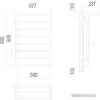 Полотенцесушитель TERMINUS Аврора П8 500x800 бп (хром)