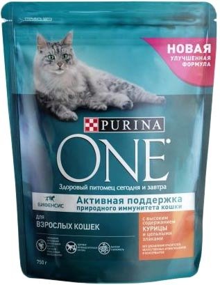 

Сухой корм для кошек Purina ONE с курицей и цельным злаками 750 г