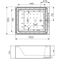 Ванна Gemy G9268 K 185x150 (с гидромассажем)